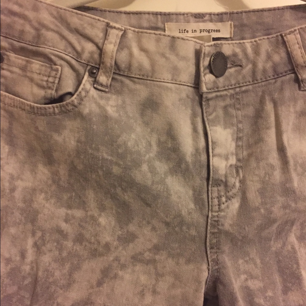 Gray Acid Washed Skinny Jeans w/ Ankle Zipper