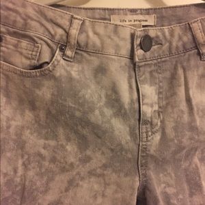 Gray Acid Washed Skinny Jeans w/ Ankle Zipper