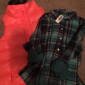 Very cute old navy puffer jacket and plaid tunic