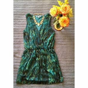 Turquoise Print Surplice Mini Dress •[SIZE S]•