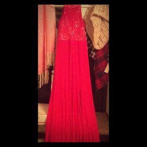 Red Formal Dress with Leg Slit