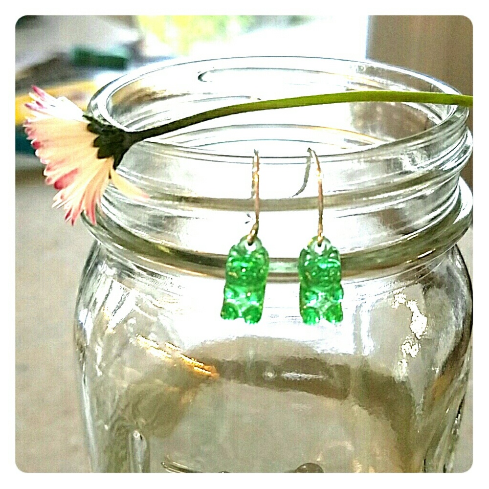 Chic green gummy bear earrings