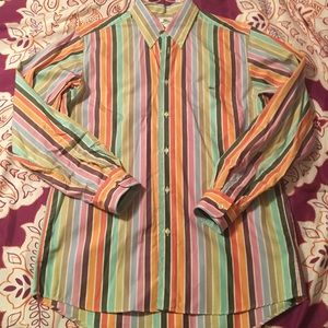 🎉🎈host pick 🎈🎉Lacoste rainbow stripe button up
