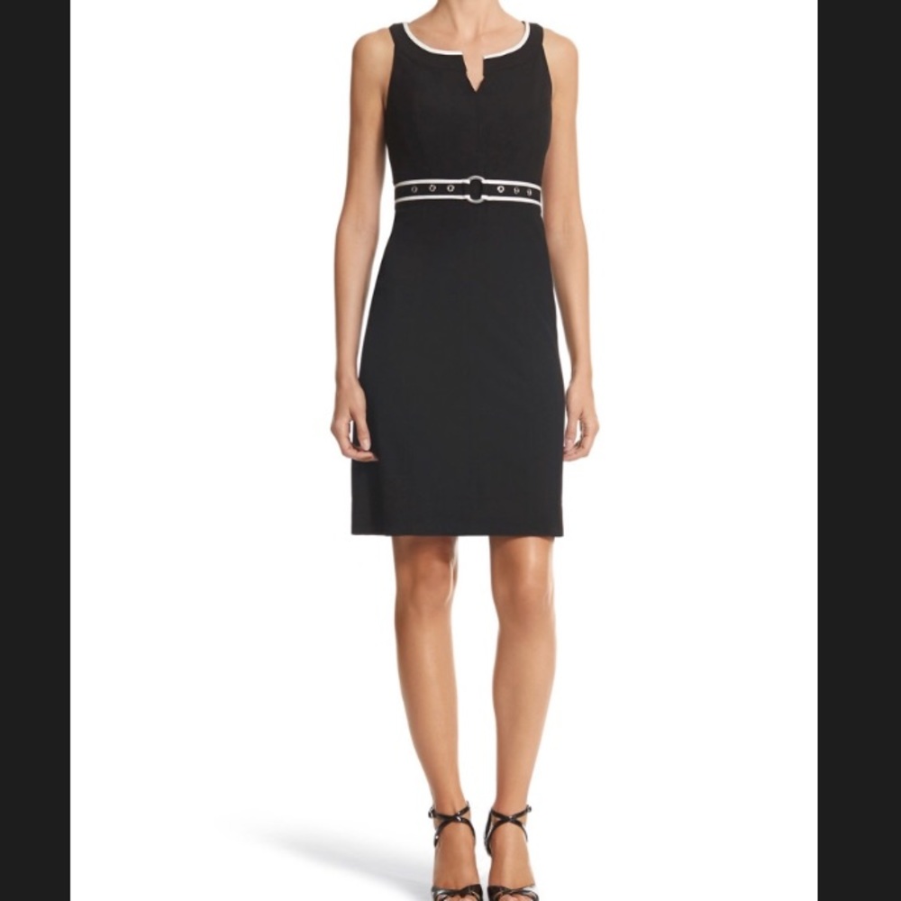 WHBM Black Shift Dress with White Trim