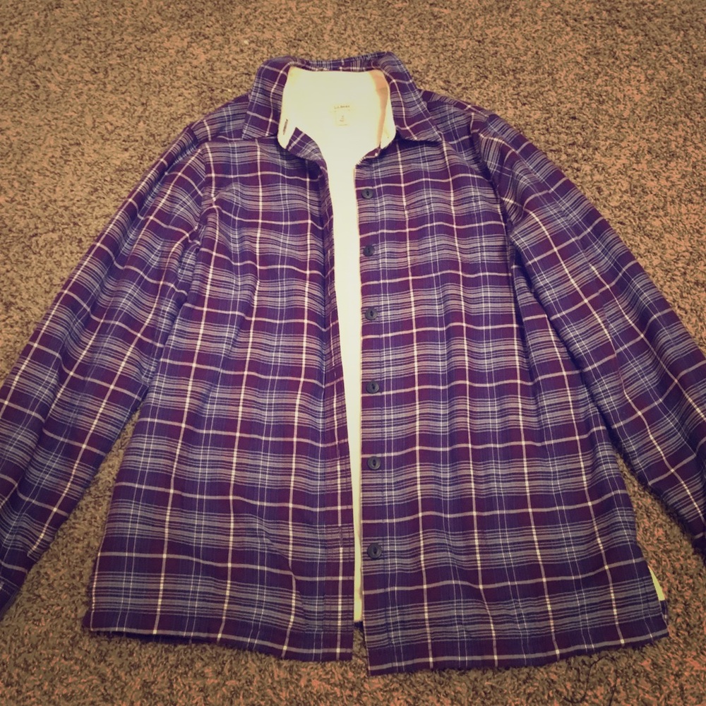 Purple Plaid L.L.Bean fleece flannel NWOT
