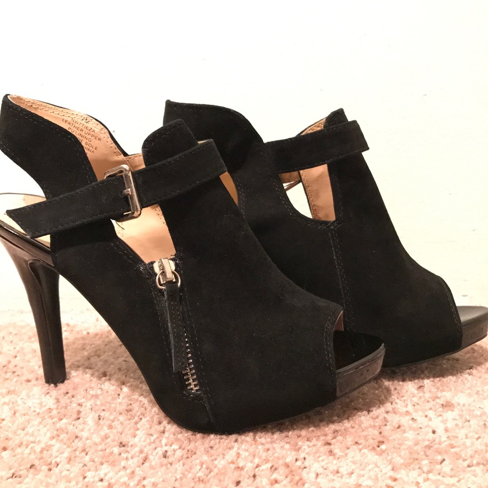 Suede sling back mule