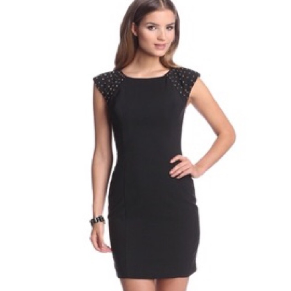 NWOT Galina Sobolev Studded shoulder black dress 2 S XS