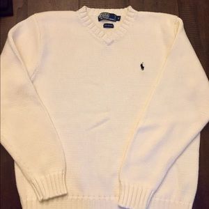 Men's Polo Off-White V-Neck Sweater Size Medium