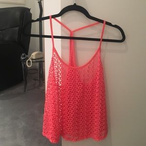 Orange see-through tank top