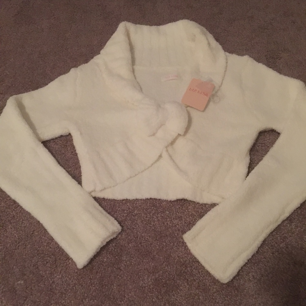 Liz Lisa white bow cropped cardigan