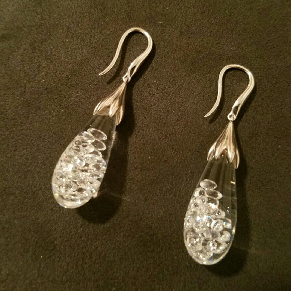 Floating cubic zirconia&sterling silver earrings - Picture 1 of 2
