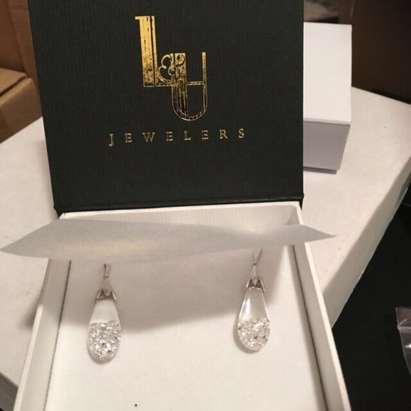 Floating cubic zirconia&sterling silver earrings - Picture 2 of 2