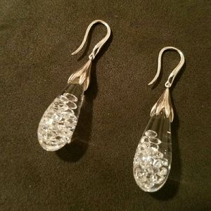 Floating cubic zirconia&sterling silver earrings