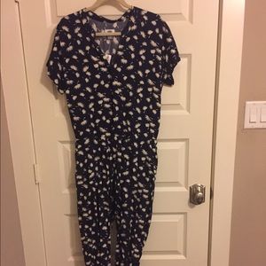 Navy Floral Jumpsuit