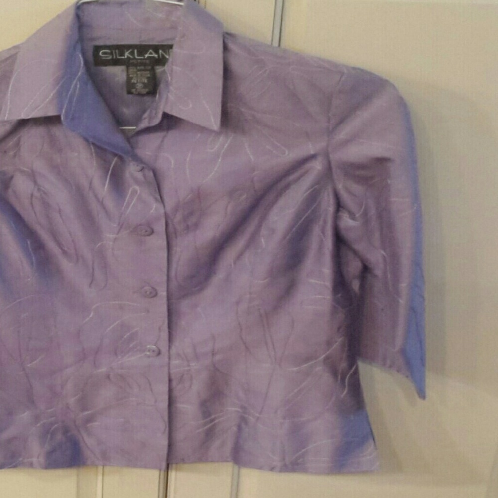 Silkland 2 petite 100% lavender silk blouse