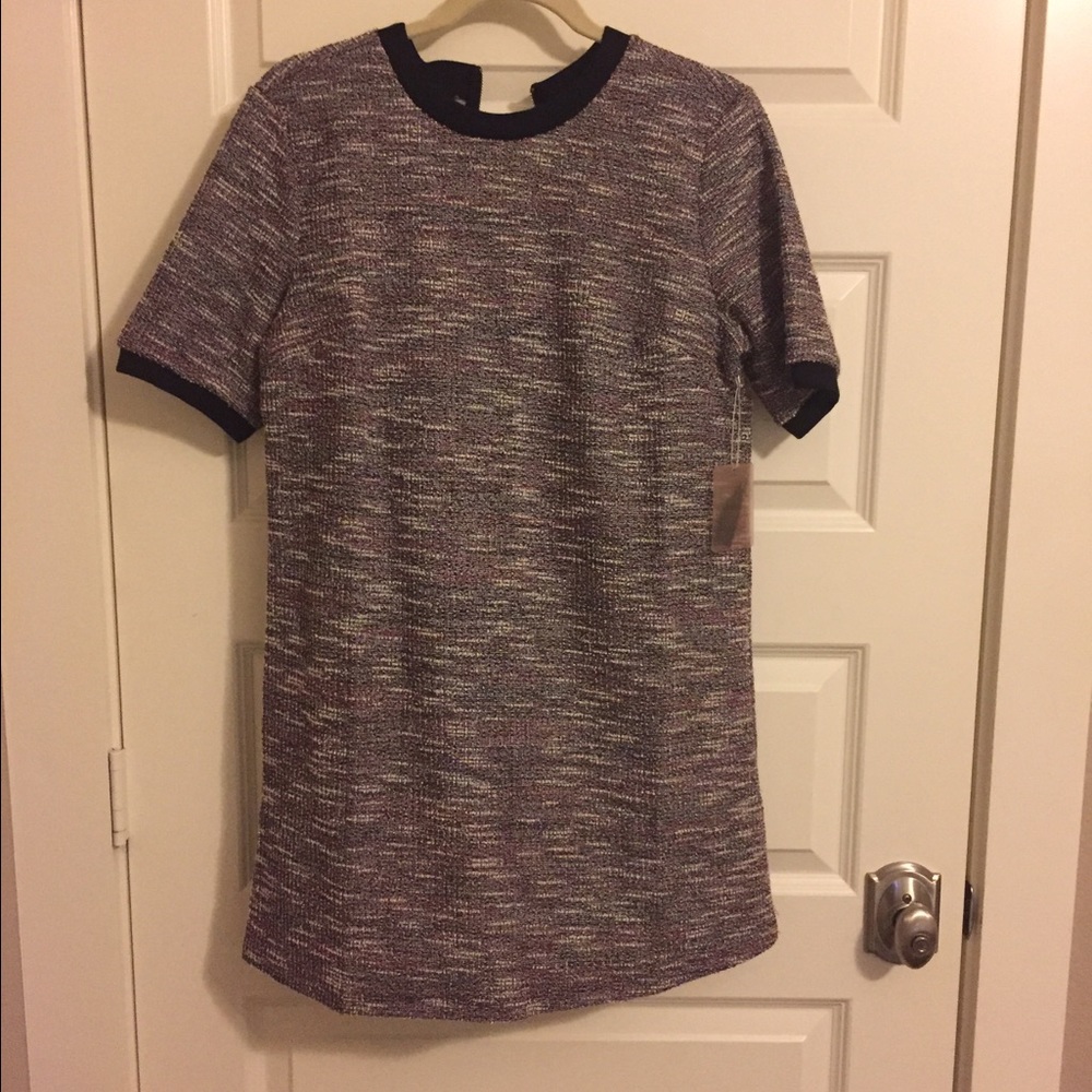 Purple and Black Tweed Shift Dress