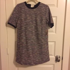 Purple and Black Tweed Shift Dress