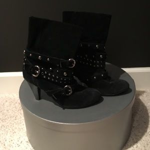 Black high heel studded booties