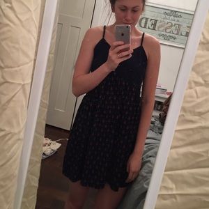 Navy Blue/Red Diamond Strappy Back Dress