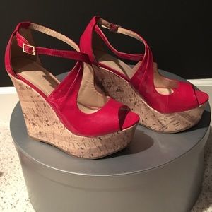 Red wedge heel sandals. PRICE DROP