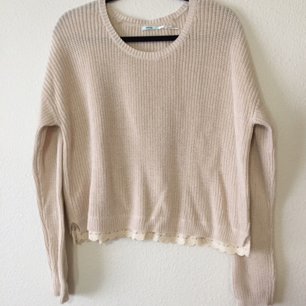 Lace Lined Cropped Sweater