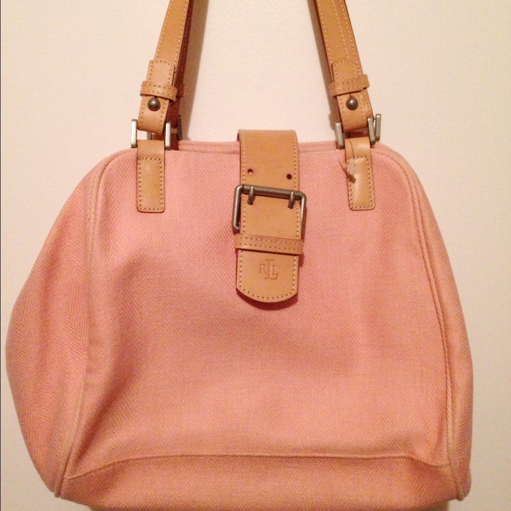Peach Ralph Lauren canvas bag