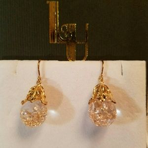Floating cubic zirconia&sterling silver earrings
