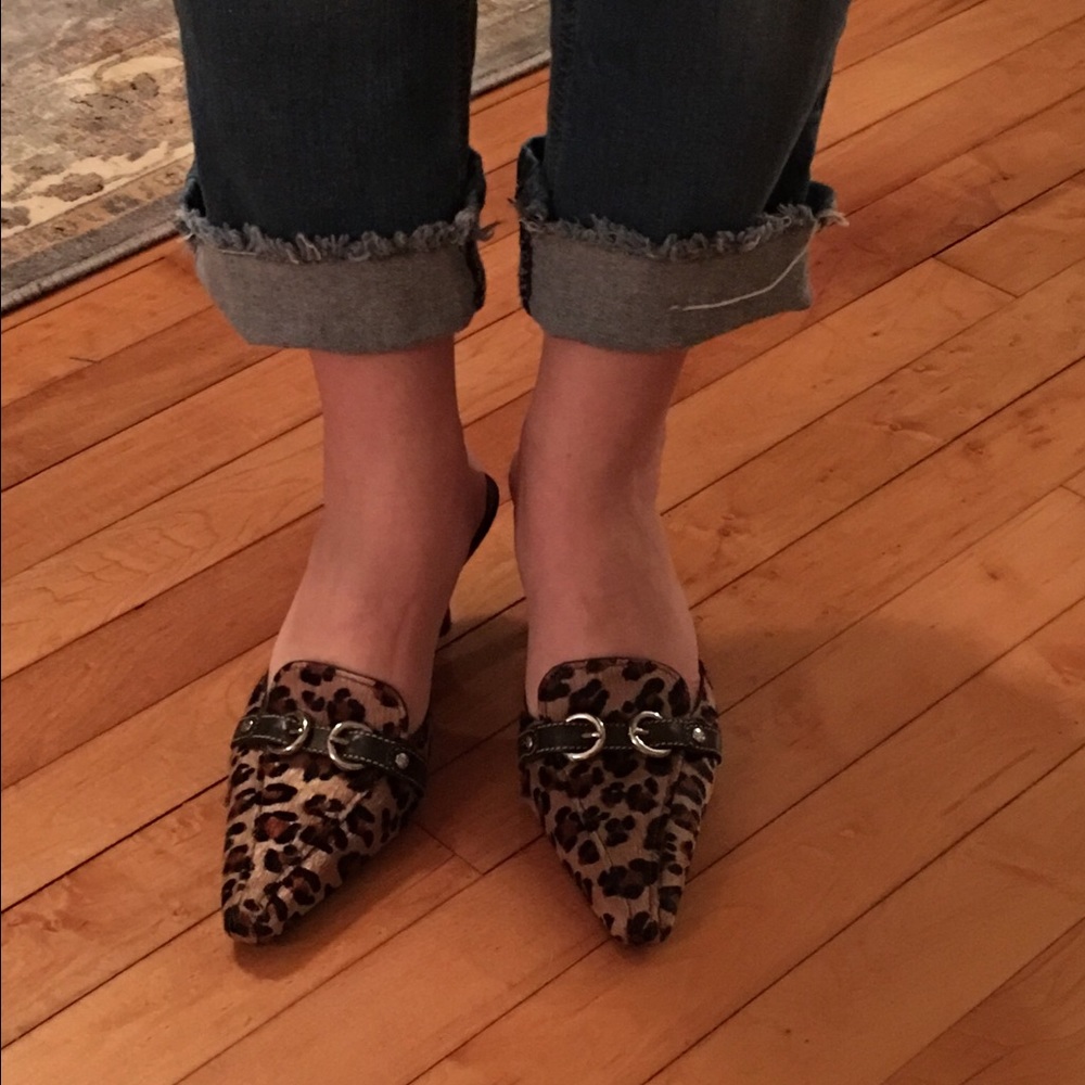 Cole Haan leopard kitten heel slides size 5b