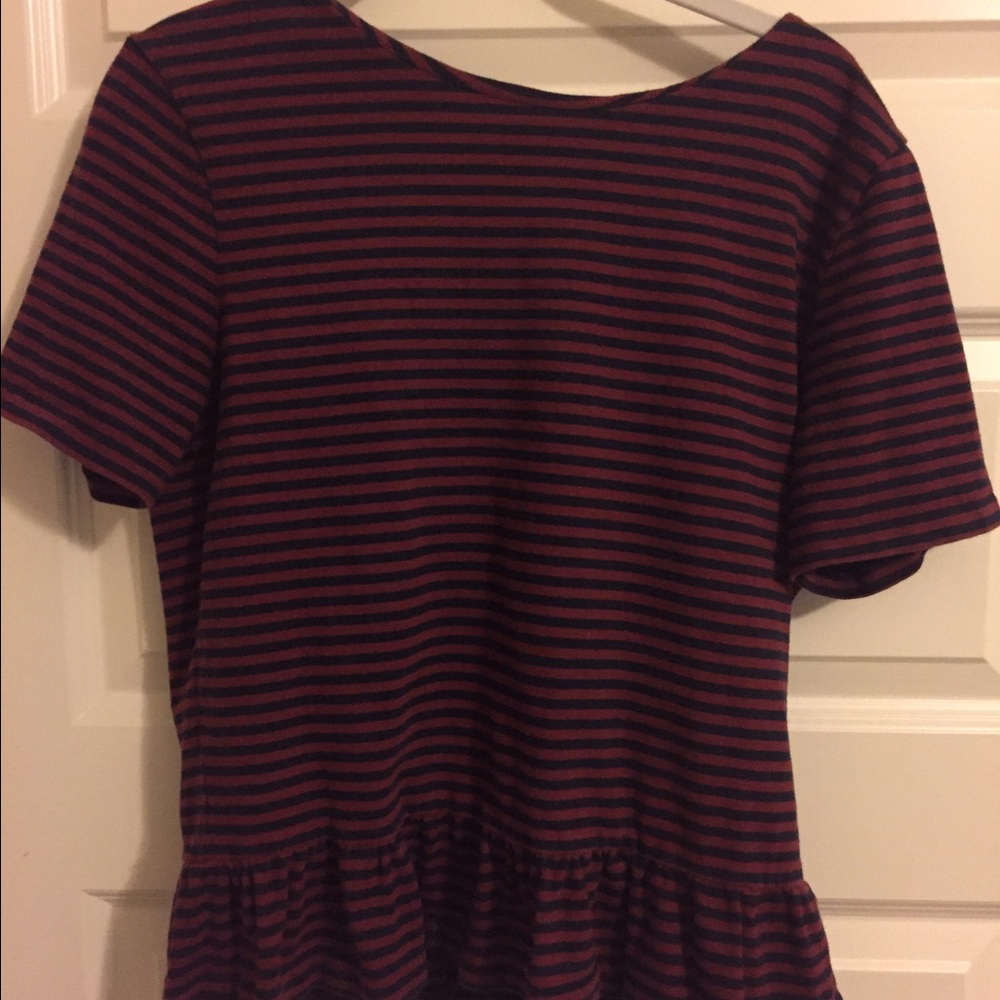 Navy and Red Ruffle Peplum