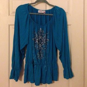 ❤️Turquoise bling country girl western top