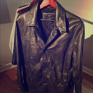 Men's GAP Black Heavy Leather Jacket Size Small