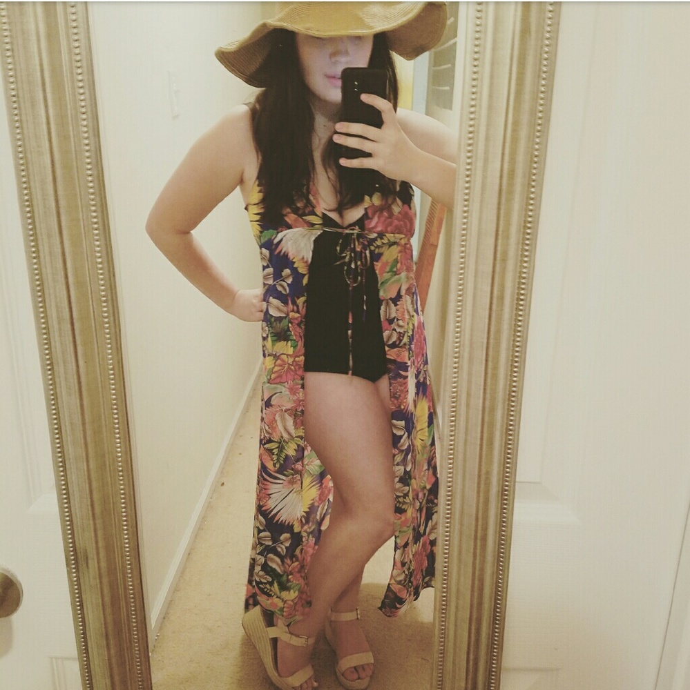 Colorful Floral Beach cover up