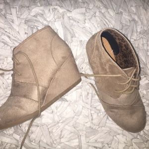 Nude booties with a 2inch heel.