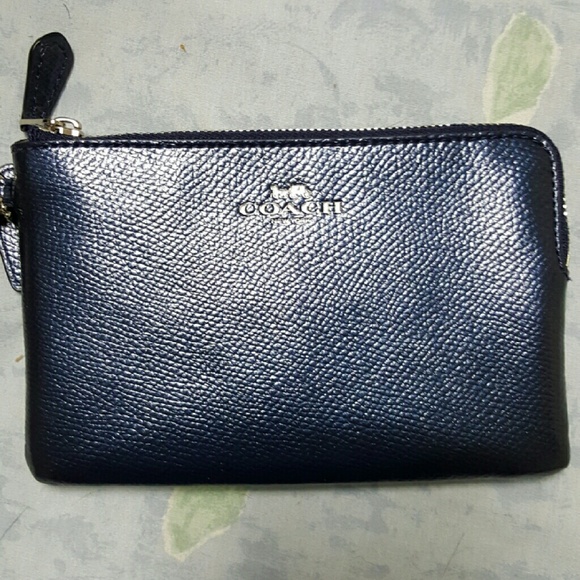 Coach Handbags - NWT Coach small wristlet in metallic midnight.