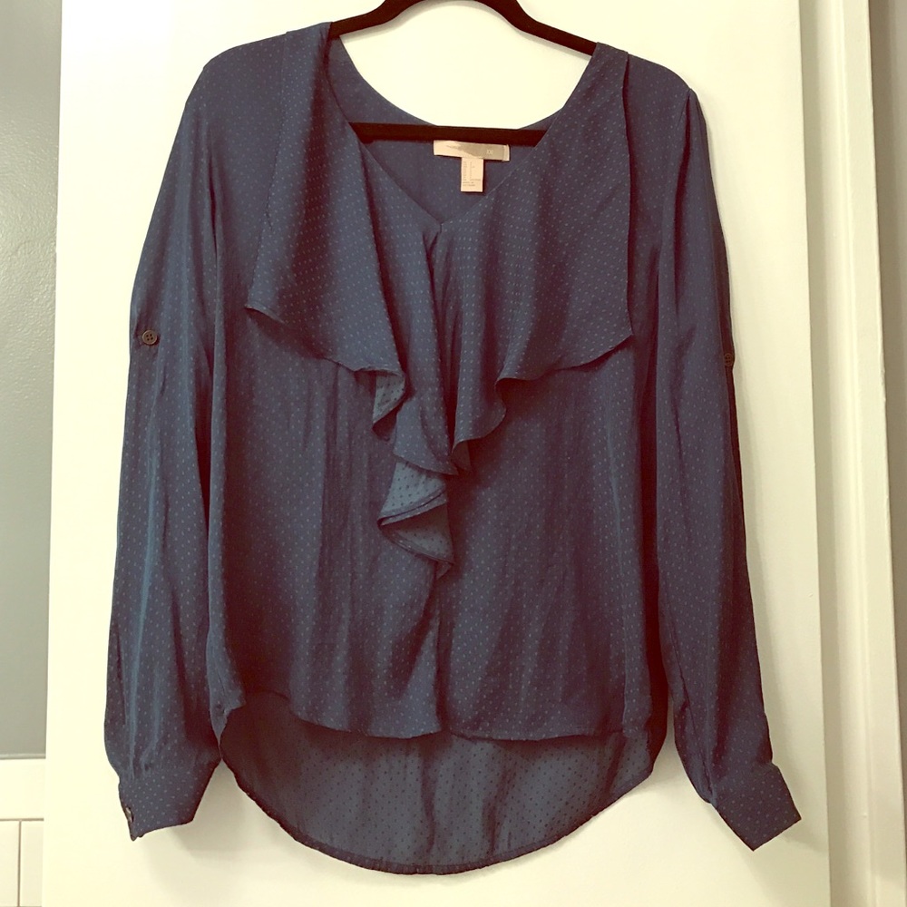 Green long sleeve top with polka Dots