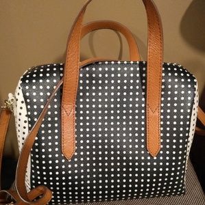 Fossil Black and White polka dot purse