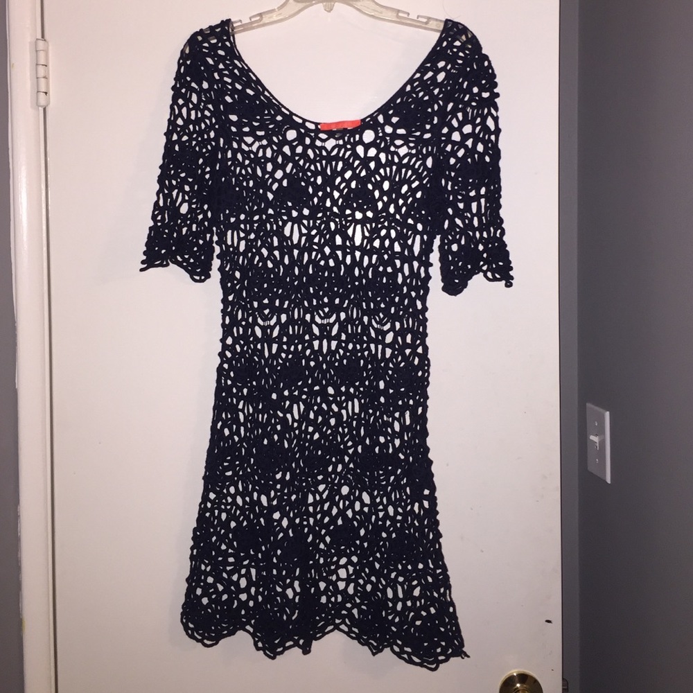 NWOT Navy Blue Crochet Swimsuit Cover Up
