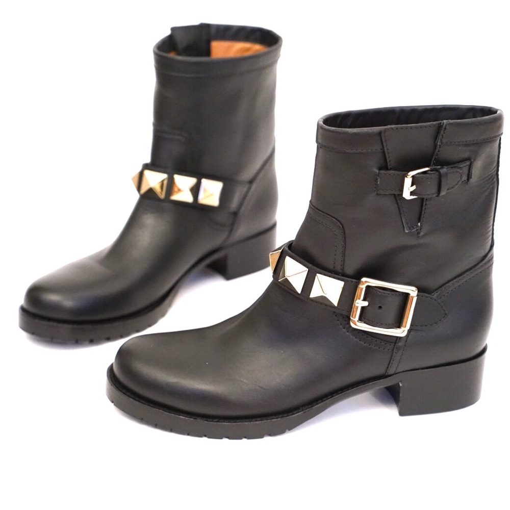Valentino Black Rockstud Moto Boots - Picture 2 of 4