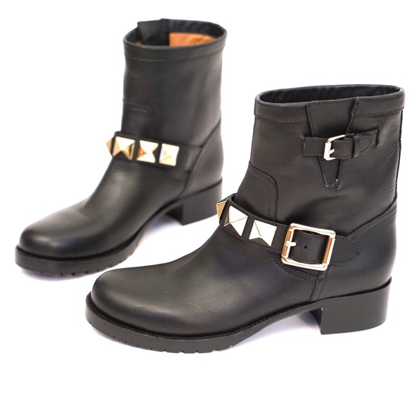 Valentino Black Rockstud Moto Boots - Picture 2 of 4
