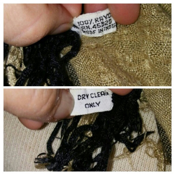 Vintage Accessories - BLACK & Tan Fringe Scarf Vintage Accessories - BLACK & Tan Fringe Scarf