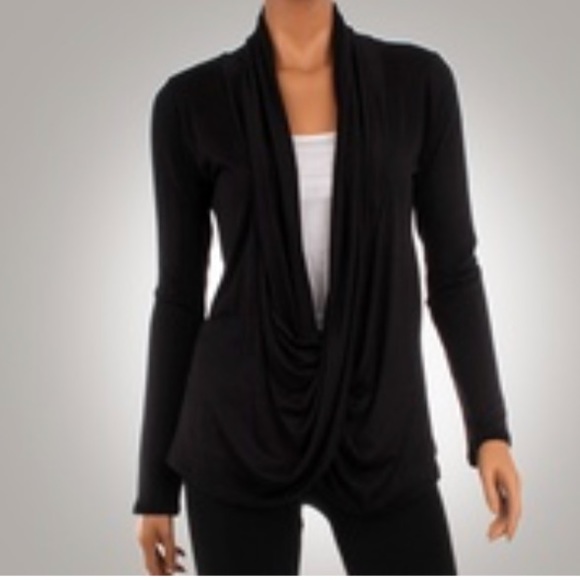 NWT Long Sleeve Criss Cross Cardigan in Black - Picture 1 of 3