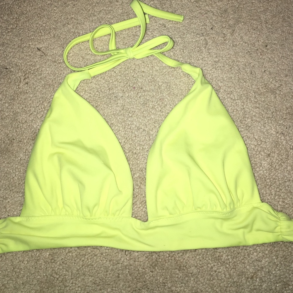 Neon yellow halter bikini top