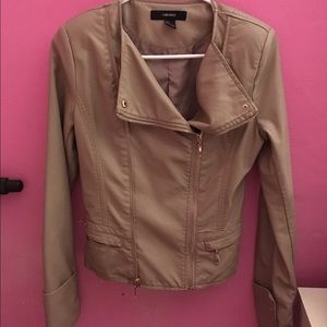 Beige faux leather jacket