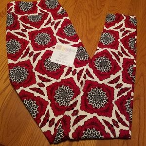 LULAROE TC GREY RED AND CREAM