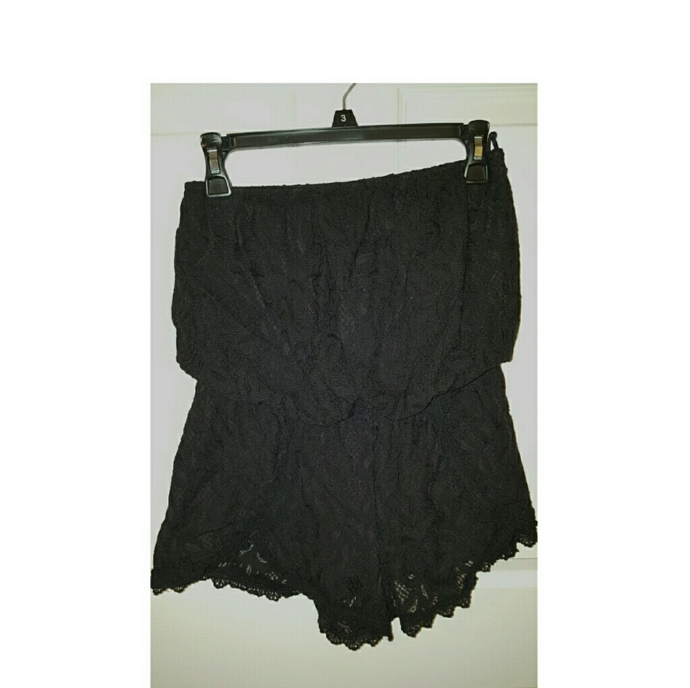 Free People Black Tahlia Lace Romper