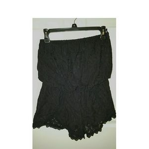 Free People Black Tahlia Lace Romper