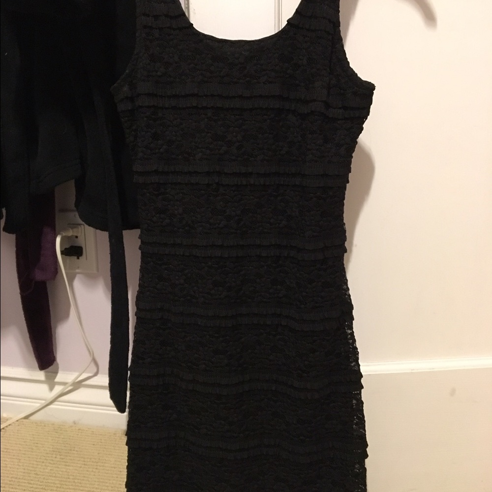 Black ruffled pencil dress