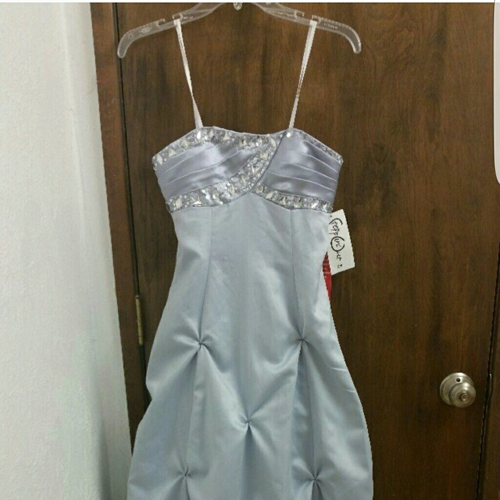 BOGO 50% Blue/Silver Poofy Princess Prom Dress