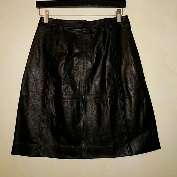 Vince Snap Button Black Leather Skirt - Picture 4 of 4