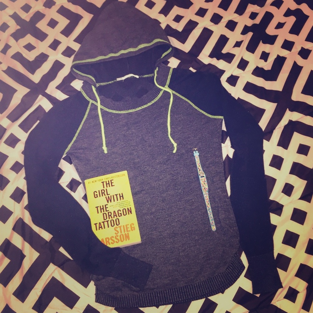 ✨Neon Drawstring Hooded Sweater